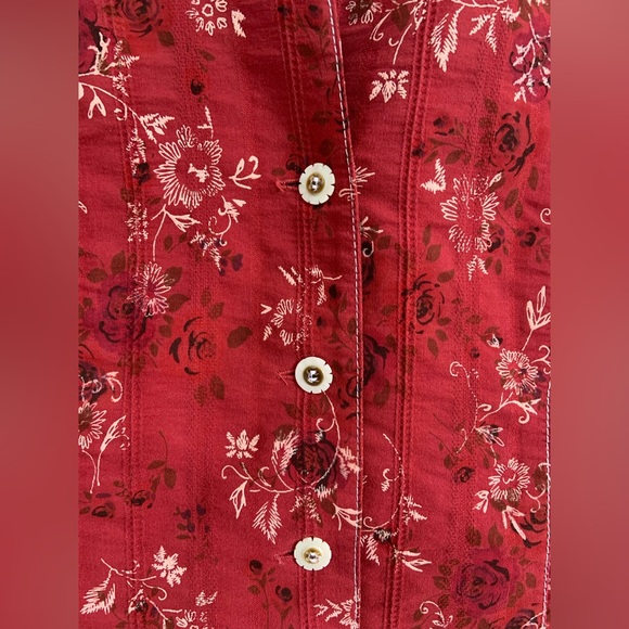 MAXI SKIRT & BLOUSE SET / COTTON / RED FLORAL / VINTAGE / BOHO / MED - LG - Picture 5 of 13